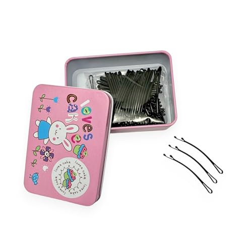 100 Stück gebogene schwarze Haarnadeln – elegante rutschfeste Haarnadeln für präzises Haarstyling & täglichen Halt geeignet für Frauen, Mädchen & Teenager – 5,6 cm mit Aufbewahrungsdose von Kàllos von Kàllos