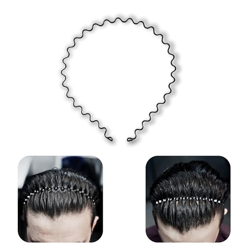 Kàllos Rutschfeste Unisex-Haargummis, Metall, Premium-Qualität, Stirnbänder, Sport- und Spa-Kopfbedeckung, Zubehör für Damen und Herren (Schwarz, Zickzack) von Kàllos