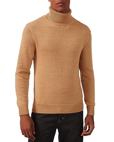 Kallspin Herren Pullover mit hohem Halsausschnitt und Langen Ärmeln Pullover aus Wollmischung (Kaki, XL) von Kallspin