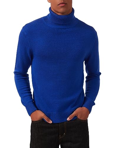 Kallspin Herren Pullover mit hohem Halsausschnitt und Langen Ärmeln Pullover aus Wollmischung (Königsblau, L) von Kallspin