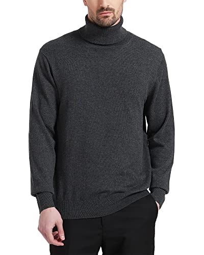 Kallspin Herren Rollkragen Strickpullover Langarm Turtle Neck Pullover aus Wollmischung(Grau, 2XL) von Kallspin