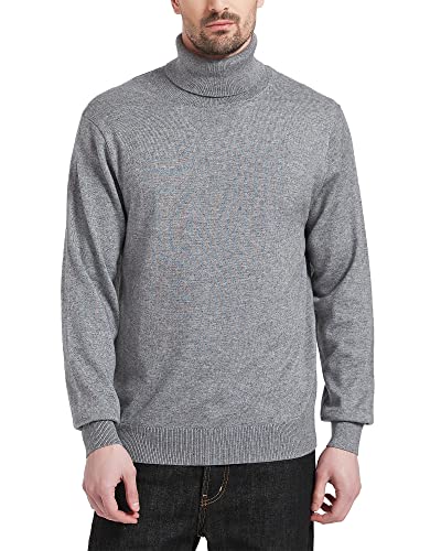 Kallspin Herren Rollkragen Strickpullover Langarm Turtle Neck Pullover aus Wollmischung(Hellgrau, 2XL-Tall) von Kallspin