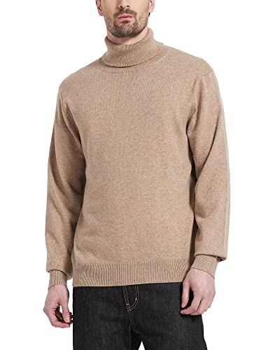 Kallspin Herren Rollkragen Strickpullover Langarm Turtle Neck Pullover aus Wollmischung(Kaffee, L-Tall) von Kallspin