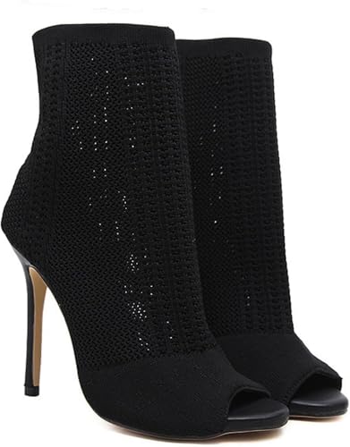 KaloKLU Frauenstiefel Großer Größe 11 Cm High Heel Stiletto Kurzer Offener Toi Boots High Heel Club Für Herbst Und Winter von KaloKLU