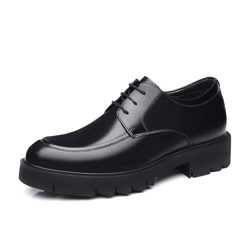 KaloKLU Herrenschuhe – 10 cm/8 cm/5 cm – dicke Business-Sohle – formell – ermüdungsfrei elegant, Schwarz , 39 EU von KaloKLU