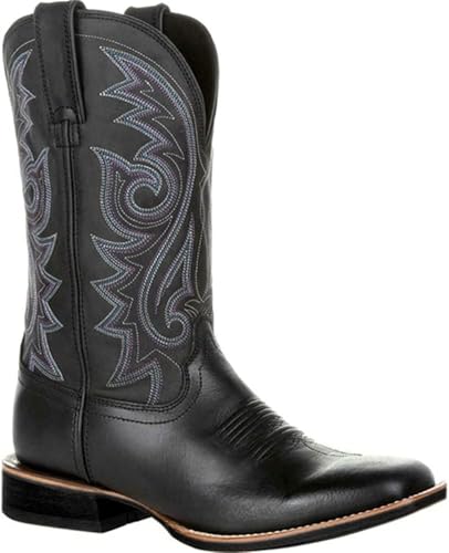 KaloKLU Männer-Cowboy-Stiefel breite klassische Retro-kleine Beine westliche Stiefel mit Spitze Stick Schuhe mit Fersen Anti-Roll-Stiefel von KaloKLU