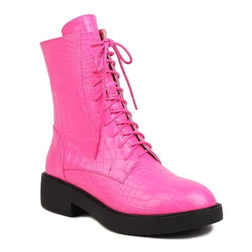 KaloKLU Modische Stiefel in Übergröße, 4 cm, Kurze Damenstiefel Mit Flachem Absatz, Modische Stiefel Für Herbst Und Winter von KaloKLU