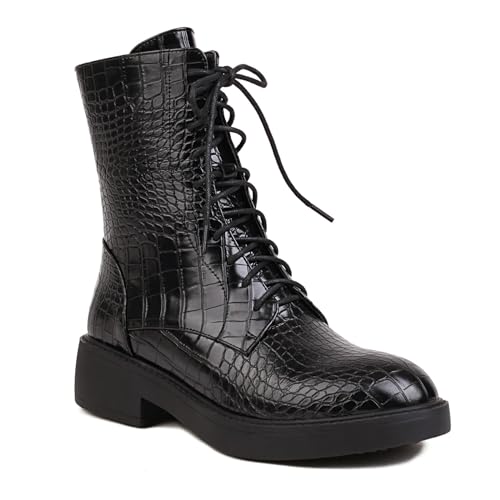 KaloKLU Modische Stiefel in Übergröße, 4 cm, Kurze Damenstiefel Mit Flachem Absatz, Modische Stiefel Für Herbst Und Winter von KaloKLU