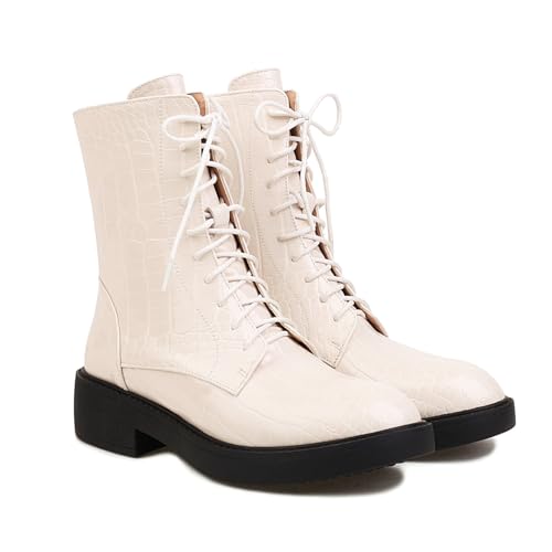 KaloKLU Modische Stiefel in Übergröße, 4 cm, Kurze Damenstiefel Mit Flachem Absatz, Modische Stiefel Für Herbst Und Winter von KaloKLU