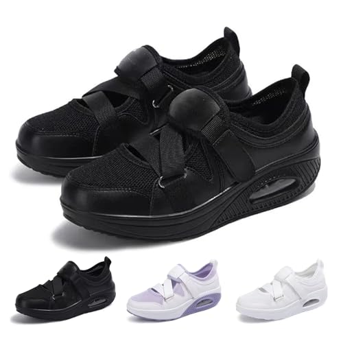 Sandalen Damen Sommer bequem, Damen Diabetikerschuhe mit verstellbarem Verschluss Orthopädische Gehschuhe Ödem Schuhe Leichtgewichts Atmungsaktiv für geschwollene Füße von KaloKLU