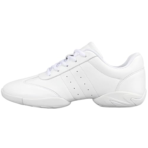 Mädchen Cheerleading Schuhe Geteilte Sohle Wettbewerb Tennis Sneakers Atmungsaktiv Super Light White Cheer für Frauen Sport Training Tennis Sneakers von KaloKLU