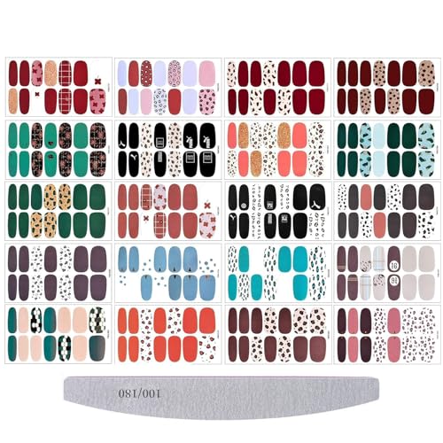 Kalolary 20 Blatt Full Nail Wraps Selbstklebende Leoparden Muster Nail Art Aufkleber Nagellack Aufkleber Bunte Nagelabziehbilder Mit Nagelfeile Für Frauen Und Mädchen DIY Nail Art von Kalolary