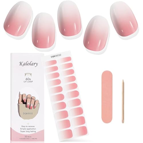 Kalolary 20PCS Gel Nail Wraps Nagelsticker, Farbverlauf Rosa Selbstklebend Nagelfolie Nagelaufkleber Gel Nagellack Aufkleber Gel Nail Strips mit Nagelfeile und Stick von Kalolary