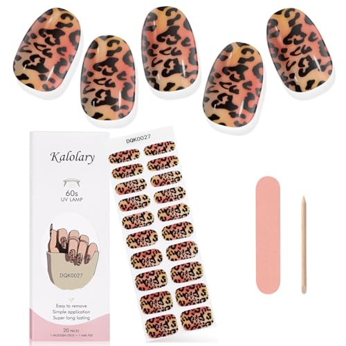 Kalolary 20PCS Gel Nail Wraps Nagelsticker, Leopard Selbstklebend Nagelfolie Nagelaufkleber Gel Nagellack Aufkleber Gel Nail Strips mit Nagelfeile und Stick von Kalolary