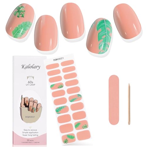 Kalolary 20PCS Gel Nail Wraps Nagelsticker, Rosa Selbstklebend Nagelfolie Nagelaufkleber Gel Nagellack Aufkleber Gel Nail Strips mit Nagelfeile und Stick von Kalolary