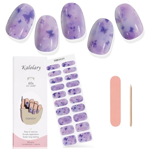 Kalolary 20PCS Gel Nail Wraps Nagelsticker, Schmetterling Selbstklebend Nagelfolie Nagelaufkleber Gel Nagellack Aufkleber Gel Nail Strips mit Nagelfeile und Stick von Kalolary