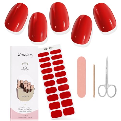 Kalolary 20PCS Gel Nail Wraps Nagelsticker, Selbstklebend Nagelfolie Nagelaufkleber Gel Nagellack Aufkleber Gel Nail Strips mit Nagelfeile Schere und Stick (01) von Kalolary