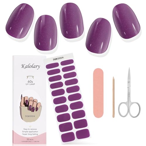 Kalolary 20PCS Gel Nail Wraps Nagelsticker, Selbstklebend Nagelfolie Nagelaufkleber Gel Nagellack Aufkleber Gel Nail Strips mit Nagelfeile Schere und Stick (04) von Kalolary