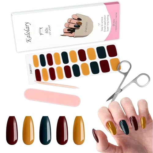 Kalolary 20PCS Gel Nail Wraps Nagelsticker, Selbstklebend Nagelfolie Nagelaufkleber Gel Nagellack Aufkleber Gel Nail Strips mit Nagelfeile Schere und Stick (07) von Kalolary