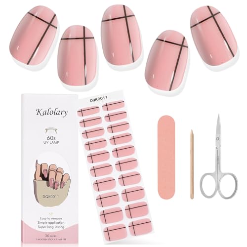 Kalolary 20PCS Gel Nail Wraps Nagelsticker, Selbstklebend Nagelfolie Nagelaufkleber Gel Nagellack Aufkleber Gel Nail Strips mit Nagelfeile Schere und Stick (11) von Kalolary