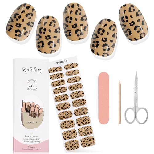 Kalolary 20PCS Gel Nail Wraps Nagelsticker, Selbstklebend Nagelfolie Nagelaufkleber Gel Nagellack Aufkleber Gel Nail Strips mit Nagelfeile Schere und Stick (14) von Kalolary