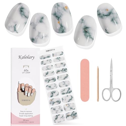 Kalolary 20PCS Gel Nail Wraps Nagelsticker, Selbstklebend Nagelfolie Nagelaufkleber Gel Nagellack Aufkleber Gel Nail Strips mit Nagelfeile Schere und Stick (16) von Kalolary