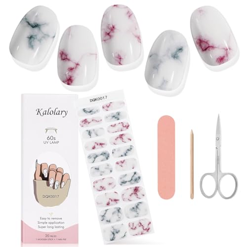 Kalolary 20PCS Gel Nail Wraps Nagelsticker, Selbstklebend Nagelfolie Nagelaufkleber Gel Nagellack Aufkleber Gel Nail Strips mit Nagelfeile Schere und Stick (17) von Kalolary