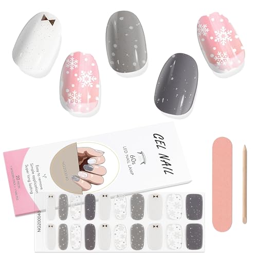 Kalolary 20PCS Gel Nail Wraps Nagelsticker, Selbstklebend Nagelfolie Nagelaufkleber Gel Nagellack Aufkleber Gel Nail Strips mit Nagelfeile und Stick (1) von Kalolary