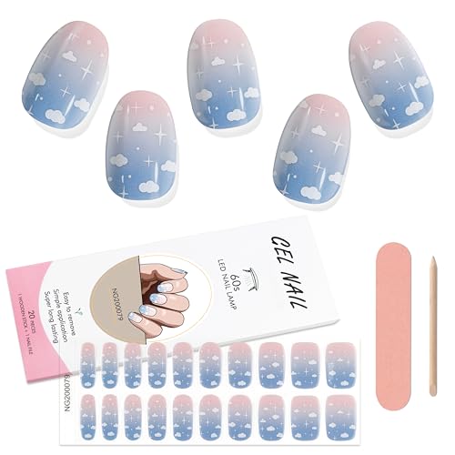 Kalolary 20PCS Gel Nail Wraps Nagelsticker, Selbstklebend Nagelfolie Nagelaufkleber Gel Nagellack Aufkleber Gel Nail Strips mit Nagelfeile und Stick (6) von Kalolary