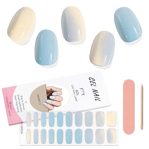 Kalolary 20PCS Gel Nail Wraps Nagelsticker, Selbstklebend Nagelfolie Nagelaufkleber Gel Nagellack Aufkleber Gel Nail Strips mit Nagelfeile und Stick (B) von Kalolary