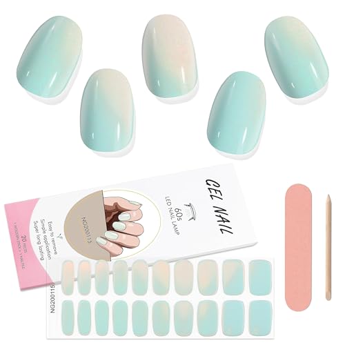 Kalolary 20PCS Gel Nail Wraps Nagelsticker, Selbstklebend Nagelfolie Nagelaufkleber Gel Nagellack Aufkleber Gel Nail Strips mit Nagelfeile und Stick (D) von Kalolary