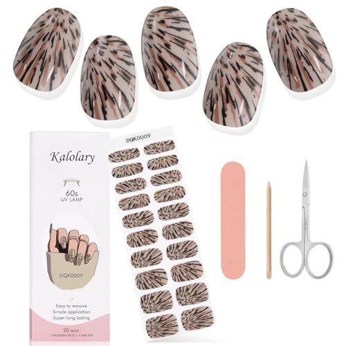 Kalolary 20PCS Gel Nail Wraps Nagelsticker, Selbstklebend Nagelfolie Nagelaufkleber Gel Nagellack Aufkleber Gel Nail Strips mit Nagelfeile Schere und Stick (09) von Kalolary