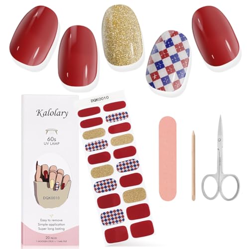 Kalolary 20PCS Gel Nail Wraps Nagelsticker, Selbstklebend Nagelfolie Nagelaufkleber Gel Nagellack Aufkleber Gel Nail Strips mit Nagelfeile Schere und Stick (10) von Kalolary