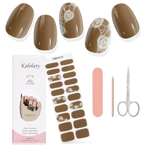 Kalolary 20PCS Gel Nail Wraps Nagelsticker, Selbstklebend Nagelfolie Nagelaufkleber Gel Nagellack Aufkleber Gel Nail Strips mit Nagelfeile Schere und Stick (18) von Kalolary