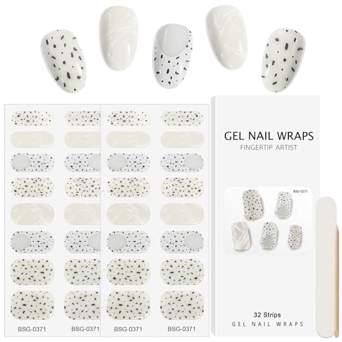 Kalolary 32PCS Gel Nail Wraps Nagelsticker, Selbstklebend Nagelfolie Nagelaufkleber Gel Nagellack Aufkleber Gel Nail Strips mit Nagelfeile und Stick (A) von Kalolary