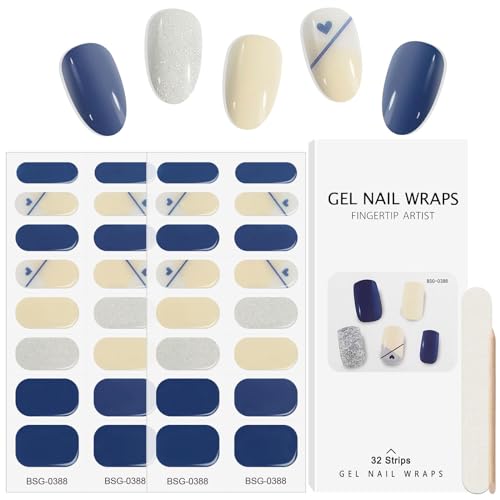 Kalolary 32PCS Gel Nail Wraps Nagelsticker, Selbstklebend Nagelfolie Nagelaufkleber Gel Nagellack Aufkleber Gel Nail Strips mit Nagelfeile und Stick (E) von Kalolary