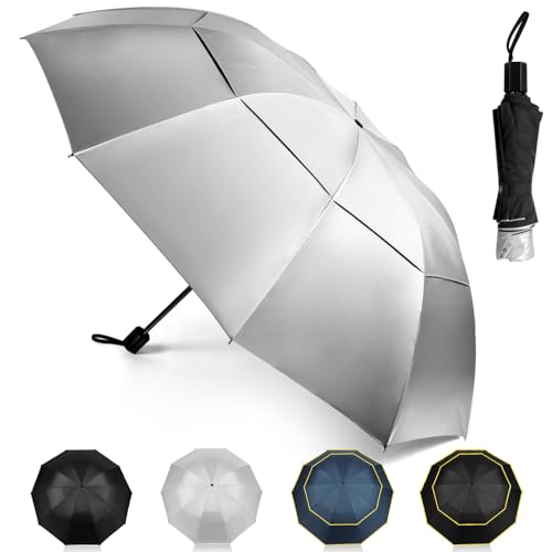 Kalolary 47 Zoll Extra übergroße Große Kompakte Golfschirme, UPF50+ Foldable Doppel Baldachin Ventiled Windfestes Wasserdicht übergroße Regenschirm für Frauen & Männer von Kalolary