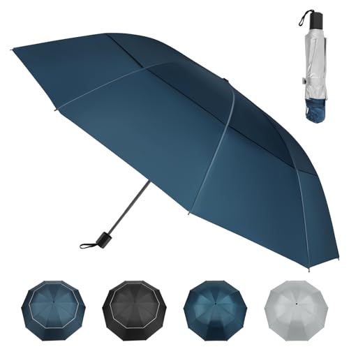 Kalolary 54 Zoll Extra übergroße Große Kompakte Golfschirme, UPF50+ Foldable Doppel Baldachin Ventiled Windfestes Wasserdicht übergroße Regenschirm für Frauen & Männer von Kalolary