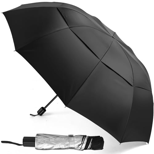 Kalolary 62 Zoll extra übergroße große kompakte Golfschirme, UPF50+ Doppel -Baldachin Ventiled Windfestes Wasserdicht übergroße Regenschirm für Frauen & Männer (schwarz) von Kalolary