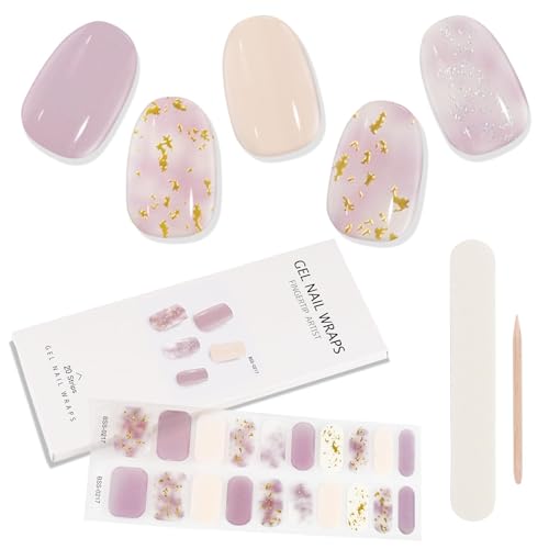 Kalolary Gel Nail Wraps Nagelsticker, 20PCS Selbstklebend Nagelfolie Nagelaufkleber Gel Nagellack Aufkleber Nail Strips mit Nagelfeile und Stick (B) von Kalolary