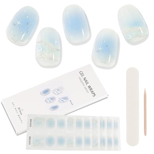 Kalolary Gel Nail Wraps Nagelsticker, 20PCS Selbstklebend Nagelfolie Nagelaufkleber Gel Nagellack Aufkleber Nail Strips mit Nagelfeile und Stick (C) von Kalolary