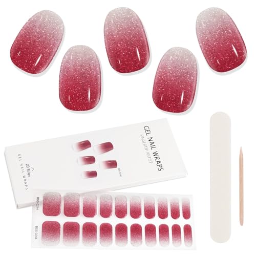 Kalolary Gel Nail Wraps Nagelsticker, 20PCS Selbstklebend Nagelfolie Nagelaufkleber Gel Nagellack Aufkleber Nail Strips mit Nagelfeile und Stick (E) von Kalolary