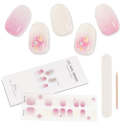 Kalolary Gel Nail Wraps Nagelsticker, 20PCS Selbstklebend Nagelfolie Nagelaufkleber Gel Nagellack Aufkleber Nail Strips mit Nagelfeile und Stick (F) von Kalolary