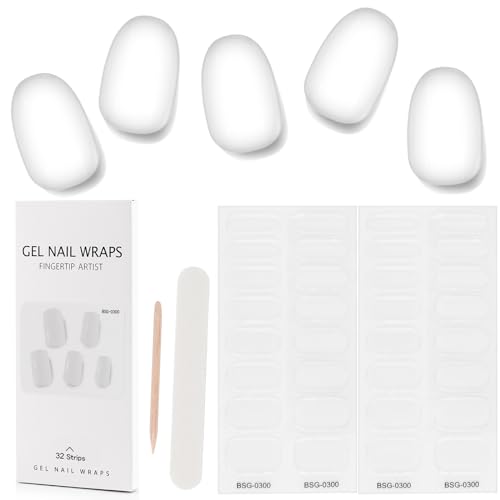 Kalolary Kalolar 32 Stück Gel Nagellack Aufkleber, UV Gel Nagelfolie Selbstklebende Vollverpackungs Gel Nagelsticker Wraps, Wasserdichte Gel Nail Sticker für Frauen Mädchen (Durchsichtig) von Kalolary
