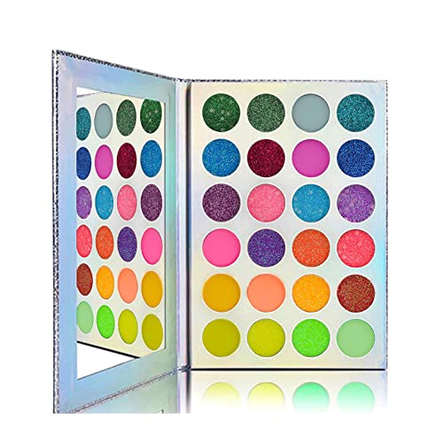 Kalolary Neon Luminous Eyeshadow Palette, 24-farbige hochpigmentierte Lidschatten-Make-up-Palette, UV Glow Blacklight Matte und Glitter Makeup Kit für Damen Make-up von Kalolary