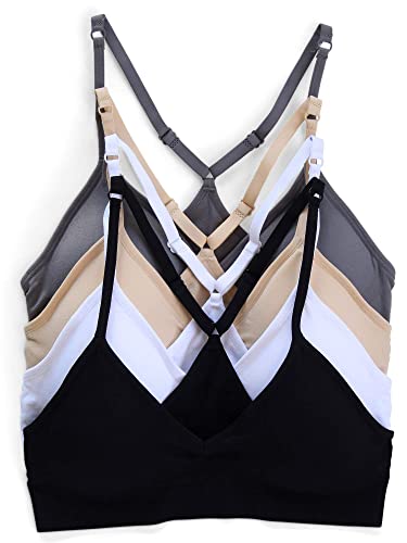 Kalon Damen 4er Pack Racerback Sport Bralette Nahtlos Wireless Comfort BH, Basics, X-Large von Kalon