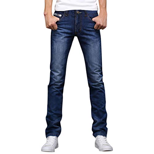 Herren Jeans Hose Slim Fit Denim Blaue Lange Stretch Jeanshose Regular Fit Straight Denim Jeanshose Zip Freizeithose mit Taschen Männer Klassisch Jeans Hosen Sommer Winter Basic von KaloryWee Herren