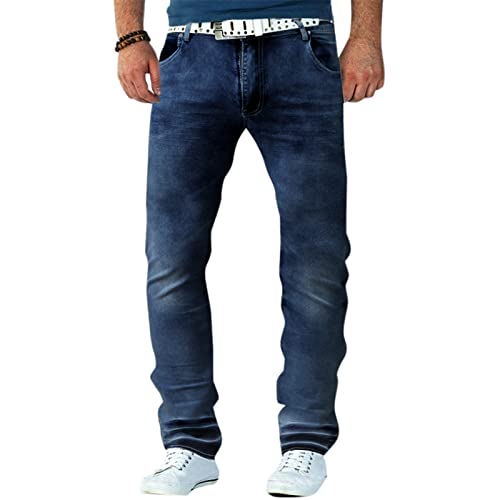 Herren Jeans Hose Slim Fit Denim Blaue Lange Stretch Jeanshose Regular Fit Straight Denim Jeanshose Zip Freizeithose mit Taschen Männer Klassisch Jeans Hosen Sommer Winter Basic von KaloryWee Herren