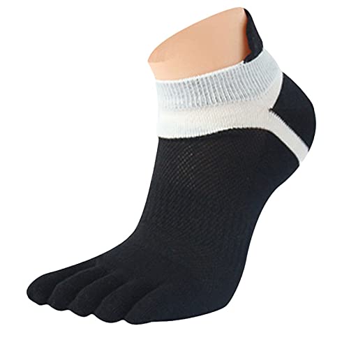 KaloryWee Herren Socken Sport Kompression,Atmungsaktives Netz Kurzes Rohr Zehensocken Sneaker Socken Baumwolle Sportsocken, A01 Schwarz, L von KaloryWee