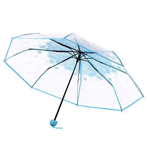 KaloryWee Regenschirm Transparent,Damen Elegant Kirschblüten Muster Klappschirm Taschenschirm,für Strand Einkaufen Hochzeit Wander von KaloryWee